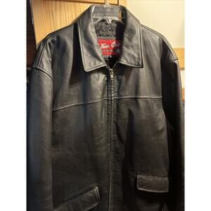 True Grit Vintage Men’s XL Leather Jacket Black Long Sleeve Full Zip Outdoor Y2K